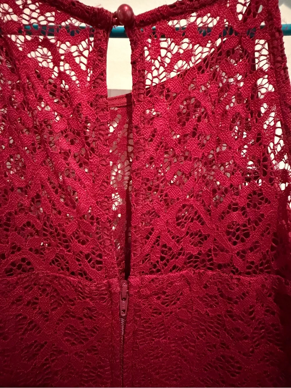 I.N. San Francisco Burgundy Lace Halter Chiffon Dress
